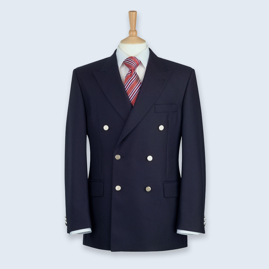 Men's Navy Blue Double-Breasted Suit Blazer
