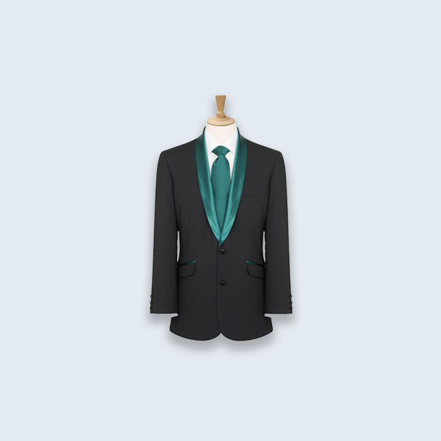 Men's Black and Green Satin Lapel Blazer