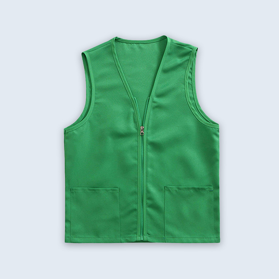 Supermarket Uniforms | Waist Coat | Green Contrast ZIP Vest