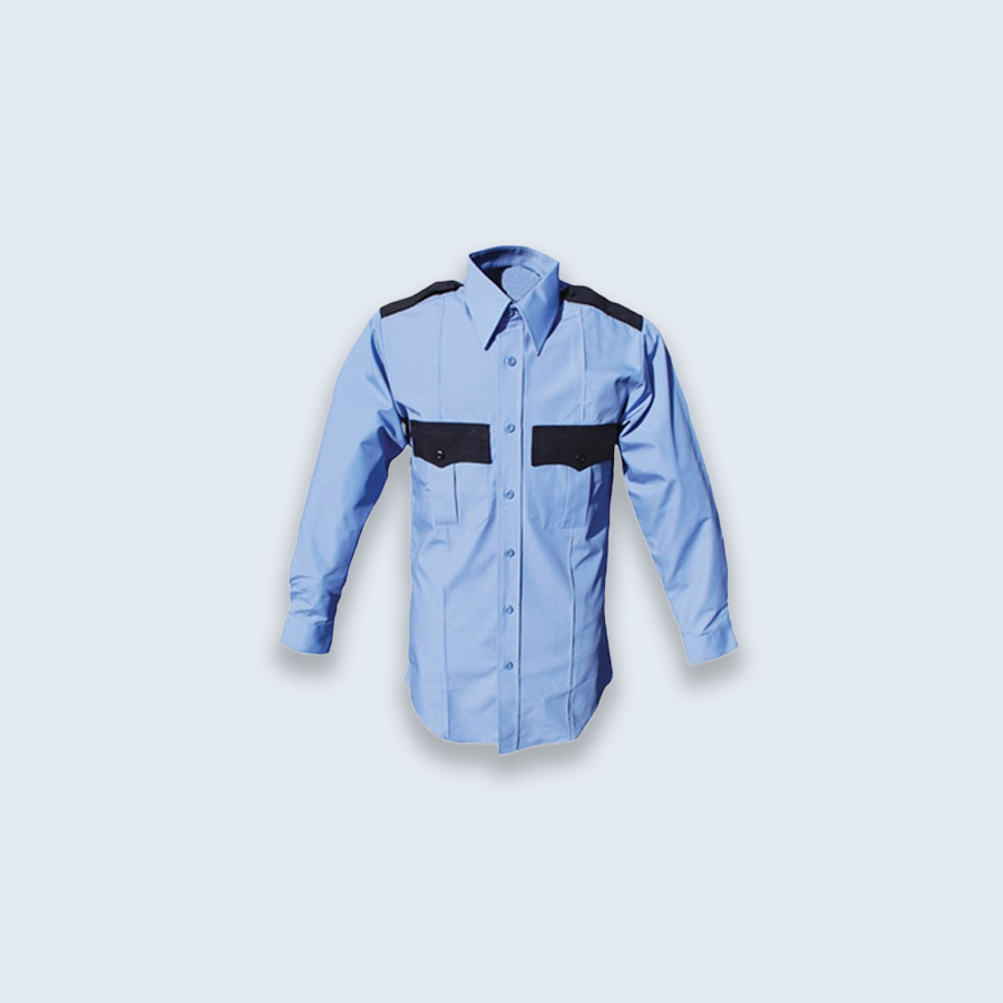 Two-Tone Security Uniform Shirt – Light Blue & Black