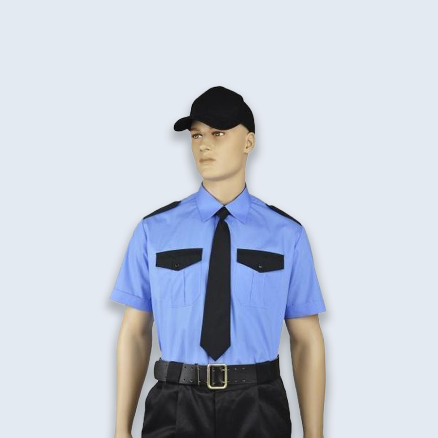 Short-Sleeve Security Uniform Shirt – Light Blue & Black