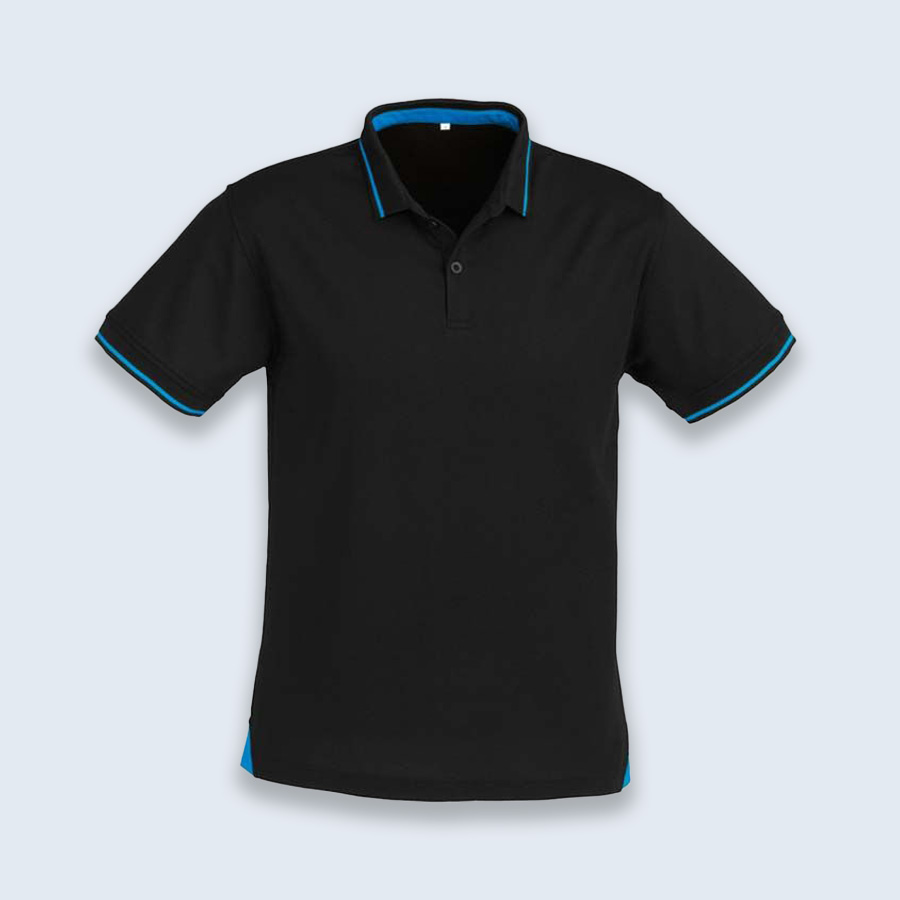 Black and Blue Contrast Trim Polo Shirt