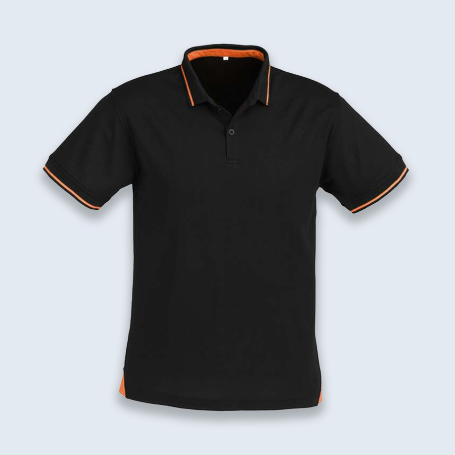 Black and Orange Contrast Trim Polo Shirt