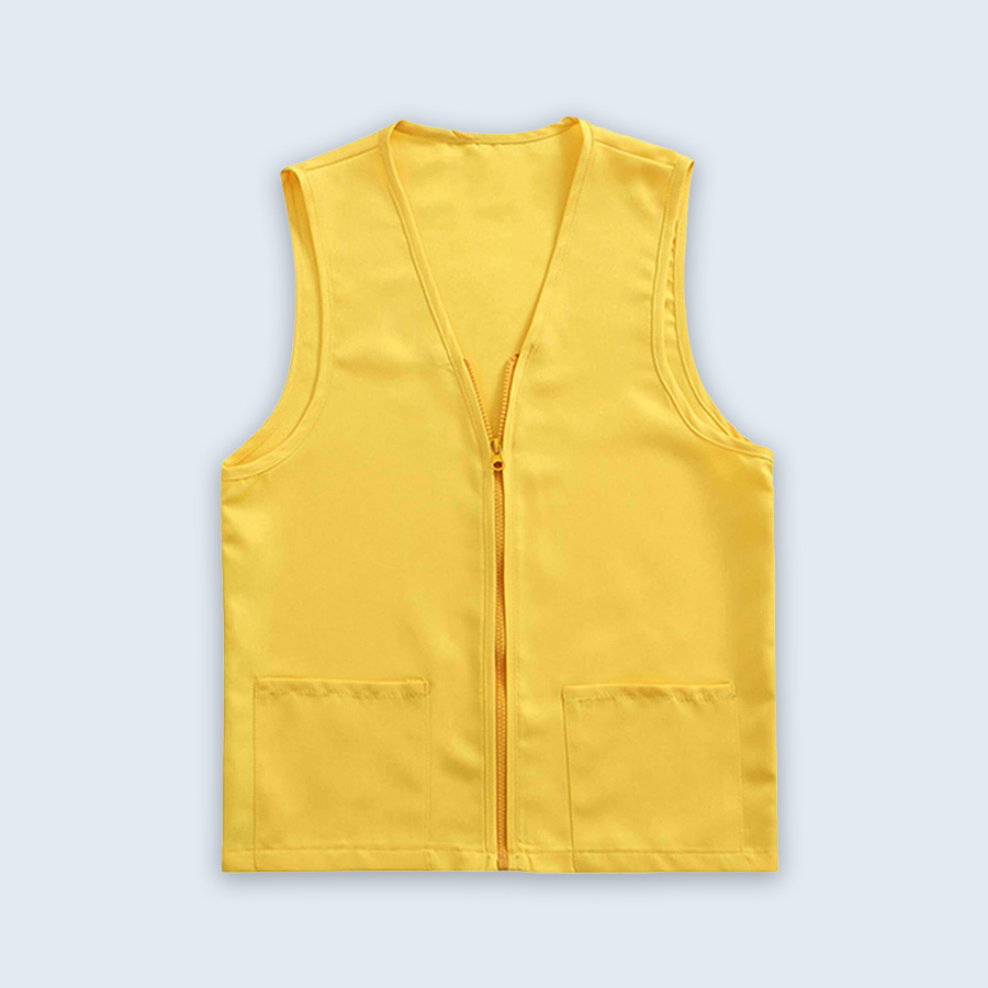 Supermarket Uniforms | Waist Coat | Yellow Contrast ZIP Vest
